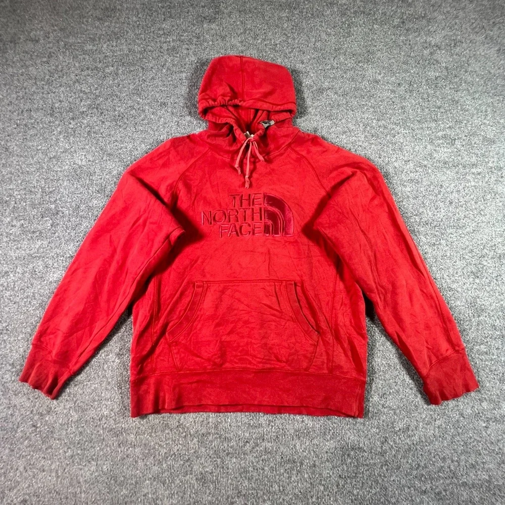 The North Face Hoodie Mens M Red Cotton Fleece Performance AJ9H AJ9H-T249/T649